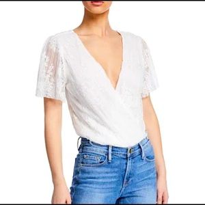 NWT ASTR THE LABLE white Surplus Lace Bodysuit